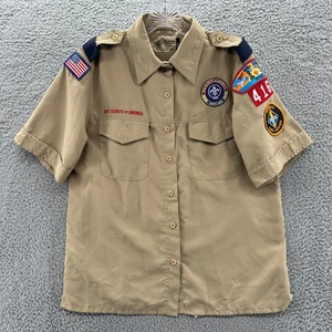 Boy Scouts Of America Shirt Ladies Large L Brown Uniform Vented Microfiber Shirt - Picture 1 of 11