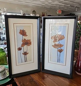 2 Öko Papierstiele limitierte Auflage Drucke von Debbie Halliday braune Blumen - Bild 1 von 13