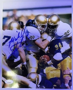 Foto firmada por Michael Stonebreaker de 8x10 Notre Dame luchando irlandesa certificado de autenticidad JSA - Imagen 1 de 1