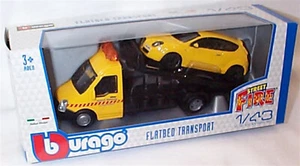 Flatbed Car Transporter + Alfa Mito in Yellow  1:43 scale burago New in Box - Picture 1 of 1