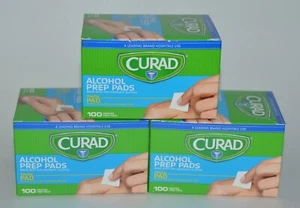 300 CURAD ALCOHOL PREP PADS MEDIUM THICK ISOPROPYL 70% CLEANSING STERILE SEALED - Picture 1 of 6