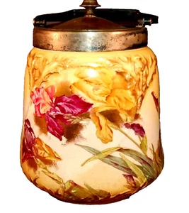 SUPERB Art Nouveau Royal Bonn Iris Decorated Heavy Gilt Cracker Jar Barrel! - Picture 1 of 9
