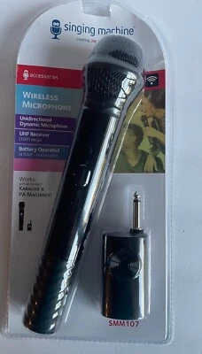 Singing Machine SMM107 Wireless Microphone Unidirectional UHF Receiver Open Box - Image 1 of 4