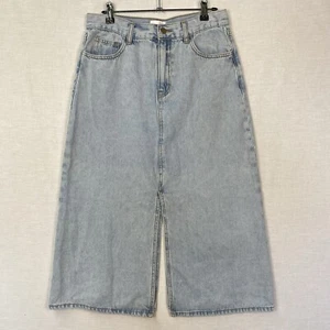 Seed Heritage Women's Light Denim Midi Skirt Front and Back Splits - Size 10 - Picture 1 of 23