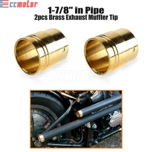 2Pcs Brass 2" Exhaust Pipe Muffler Tip Fits For Harley Bobber Cafe Racer Cruiser - Picture 1 of 6