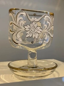 Antikes Zigarettenetui aus Glas mit Aschenbecherboden weiß & gold Details - Bild 1 von 11