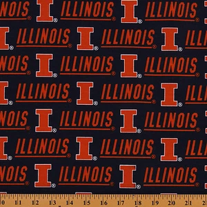 CottonBlend Twill University of Illinois Illini Twill Fabric Print ILL-250 - Picture 1 of 1