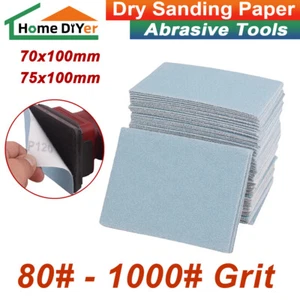 80# - 1000# Grit Dry White Sandpaper Hook & Loop Sanding Paper 70x100 / 75x100mm - Picture 1 of 10