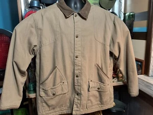 Columbia Men's Canvas Jacket Khaki, Leather Trim, Flannel Lined, Chore Size XL - Picture 1 of 24