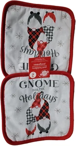 Set of 2 Printed Kitchen Pot Holders, WINTER,CHRISTMAS,GNOME FOR THE HOLIDAYS,CH - Picture 1 of 12