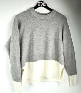 Stylus Sweater Women Crew Neck Long Sleeve Pullover Small Gray Ivory NEW SOFT - Picture 1 of 7
