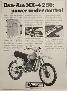 1978 Can Am MX4 250 Motorcycle Print Ad - Picture 1 of 1