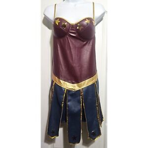 Women's Wonder Woman Costume Faux Leather PVC Sexy Cosplay Halloween Skirt Dress