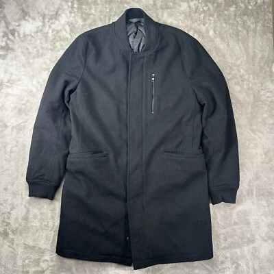 Abrigo largo de lana negro para hombre Zara chaqueta grande de EE. UU. gabardina abrigo Foto 1 de 4