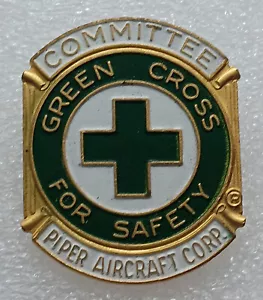 Piper Aircraft Corporation Green Cross For Safety Committee Badge - Picture 1 of 2