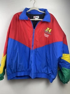 Vintage Jeff Gordon Men’s Coat Color Block Quilted Interior Zip Up Jacket Large - Picture 1 of 6