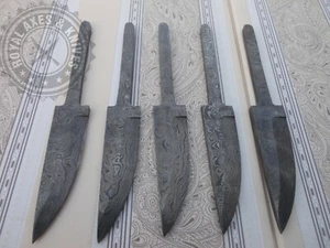 REGENTROPFENMUSTER DAMASTMESSER HANDGEFERTIGT/FULL TANG LEERE KLINGEN (MENGE 5) - Bild 1 von 8