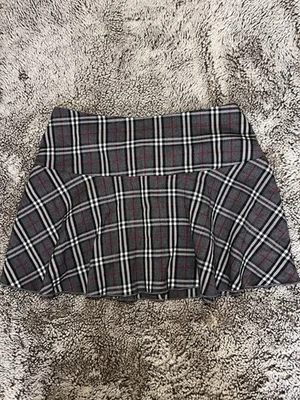 Minifalda vintage Y2K gris y roja a cuadros grunge punk sin palabras para mujer talla 5” Foto 1 de 4