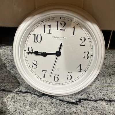 Reloj de pared Sterling & Noble Mfg. Nº9 Blanco Retro Probado Funciona Foto 1 de 4