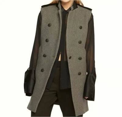 Rag & Bone Ashton Tailored Vest Gray Wool Double Breasted Military Pockets $650 - Image 1 of 4
