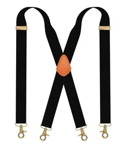 Mens Suspenders with Snap Hooks X Shape Black Suspenders Formal Braces - Picture 1 of 7