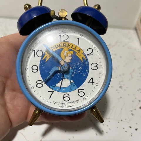 Vintage Walt Disney Cinderella Mini Alarm Clock West Germany Excellent Condition Cover