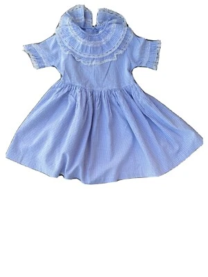 Vestido de fiesta de guinga azul de colección años 50 para niña pequeña talla 4T disfraz Foto 1 de 4