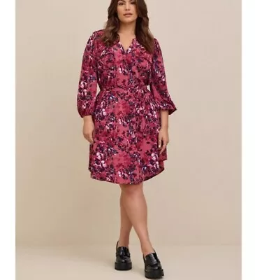 Torrid Womens Mini Long Sleeve Shirt Dress Purple Pullover Size 00 M/L - Image 1 of 4