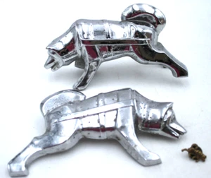 3pc BROCKWAY HUSKY DOG Truck Hood + Fender Ornament + Dealer Lapel Pin Vintage - Picture 1 of 11
