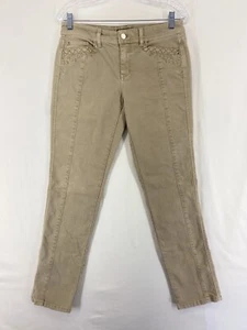 White House Black Market Womens Sz 4R Pants Blanc Tan Slim Leg Flap Pockets - Picture 1 of 12
