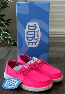 Hey Dude Youth US YT3 Wendy Y Canvas Pink Casual Slip On Sneakers # 41281-680 - Picture 1 of 16