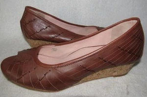 Taryn Rose Sadey cork leather peep-toe wedge heels shoes size 10 M - Picture 1 of 9