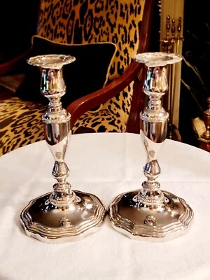 PAIR OF SILVER PLATE CANDELSTICKS, NWOT, 8.5''H X 4.5''W - Image 1 of 4