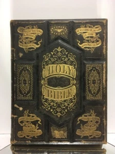 19th Century Bible Old New Test Family Bible H S Goodspeed Press Leather - Picture 1 of 12