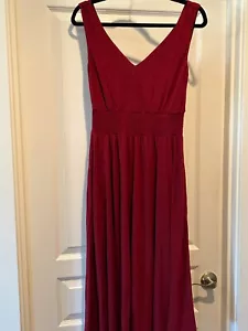 Maxi abito rosso Sundance Catalog taglia small senza maniche in maglia con scollatura in vita - Foto 1 di 5