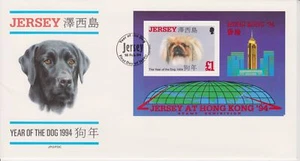 Unaddressed Jersey FDC First Day Cover 1994 Year of the Dog Hong Kong Sheet - Picture 1 of 1