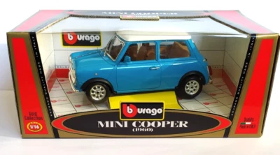 BURAGO GOLD COLLECTION  1:16  AUTO  MINI COOPER 1960 AZZURRO MADE IN ITALY  3309 - Immagine 1 di 3