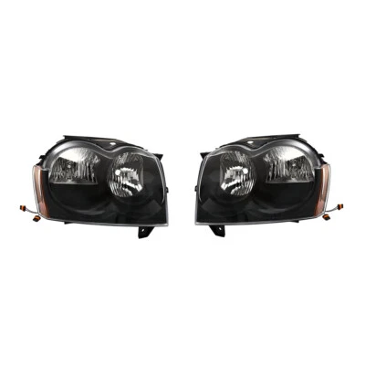 For 2005 2006 2007 Jeep Grand Cherokee Left&Right Side Headlights Black Housing - Image 1 of 4