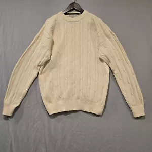John Ashford Cable Knit Crewneck Sweater Cream Men's XL Fisherman Vintage Golf - Picture 1 of 11