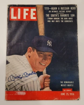 Rare 1956 MICKEY MANTLE Signed Original LIFE Complete Magazine-YANKEES-PSA-JSA - Image 1 of 4