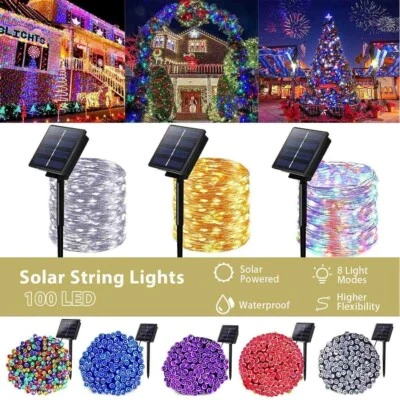 Xmas LED Lights Solar String Lights Outdoor Garden Wedding Party Christmas Decor - Image 1 of 4