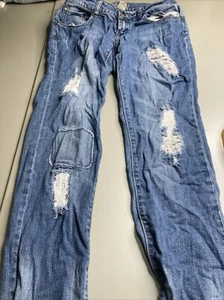 Red Rivet Distressed Ripped And Patched Jeans Girls Size 5 - Picture 1 of 1