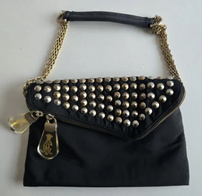 Christian Audigier Bitsey Negro/Dorado Tachonado CA Firma Bolso de Hombro Cartera Foto 1 de 4