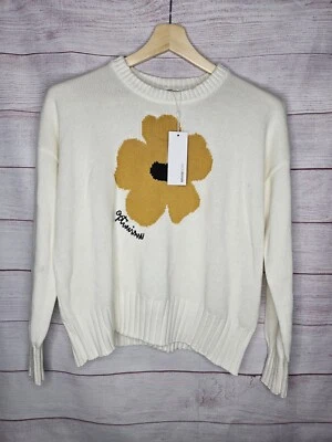 Minnie Rose Womens Crew Neck Knit Sweatshirt White Size Small - Image 1 of 4