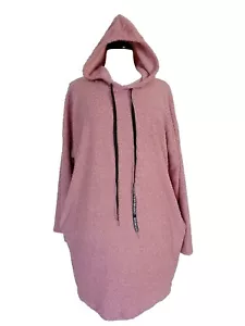 Ladies hoodie tunic made in Italy Dusky Pink Fits uk 8 10 12 - Picture 1 of 13