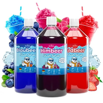 RUDLER & ROCKS GMBH Belissia Slush Eis Sirup 3 x 1000ml Konzentrat - Blaubeer, Himbeer, Erdbeer