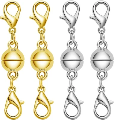 Cierres magnéticos para collar de langosta doble plata S925, 2 dorados + 2 plateados  Foto 1 de 4