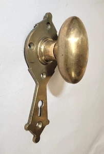 c1880s Railroad Car Door Hardware Doorknob & Escutcheon Backplate Bronze Antique - Picture 1 of 7