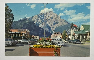 Banff Main Street and Cascade Mountain Canadian Rockies Postcard Posted 1967 - Picture 1 of 4