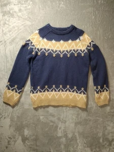 Blue Tan Fair Isle Sweater Mohair Alpaca Women's Medium By Unbranded  - Picture 1 of 7